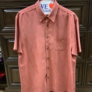 Men's Hawaiian Casual Terracotta Button-Down Shirt